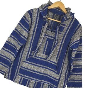 Hydration Nation Men's Authentic Mexican Baja Hoodie Size Small Blue White Black